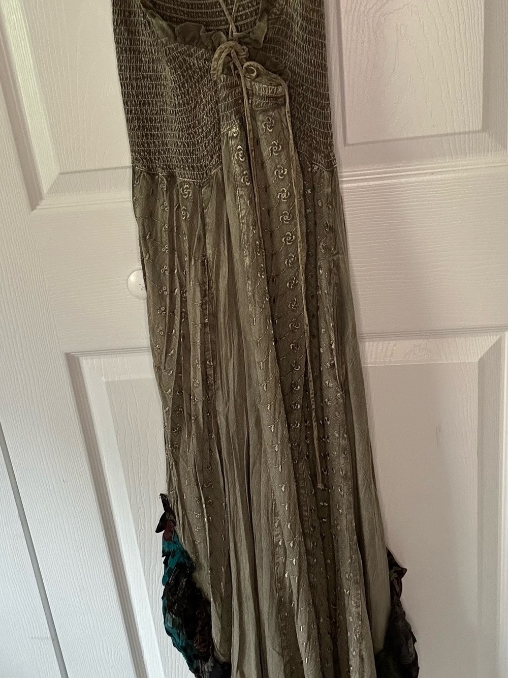 YOUNG THREADS NWT  Boho Maxi Dress Hi-Low Ruffle Embroidered Multicolor - Picture 7 of 16